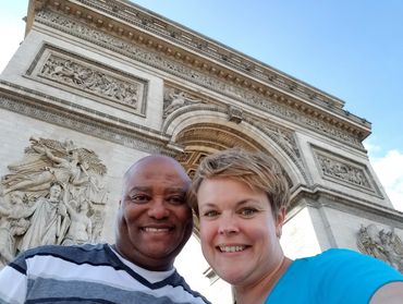 Gail Sadler and her husband in France.
