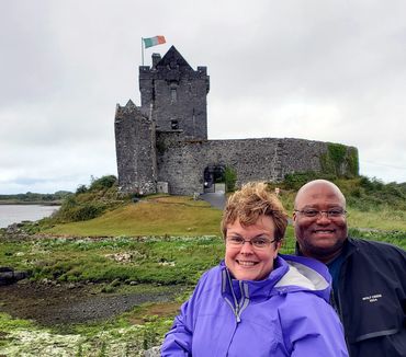Gail Sadler and her husband in Ireland.