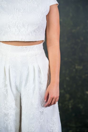 ivory lace wedding pants with pockets