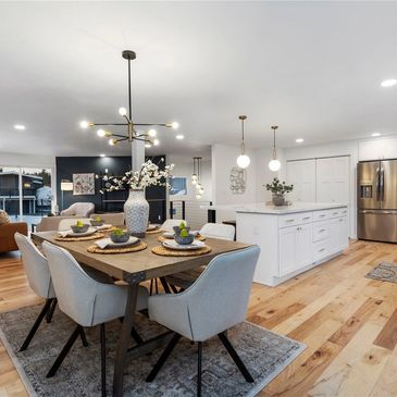 hardwood flooring, open kitchen concept