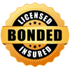 Licensed, bonded, and insured badge.