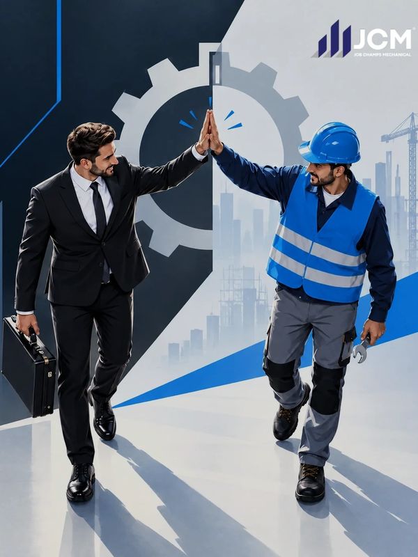 Businessman and construction worker high-five.