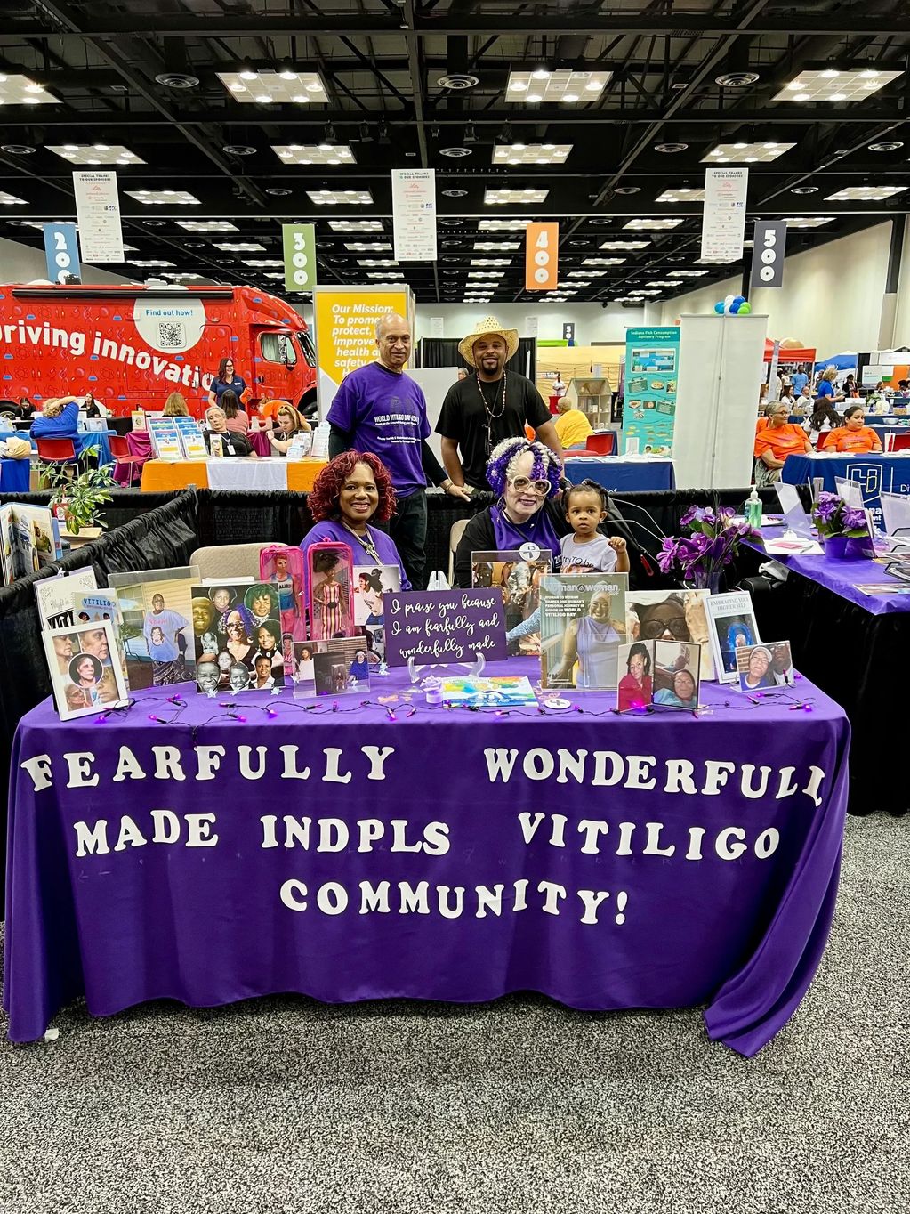 2024 IBE Healthfair Booth!  Fearfully & Wonderfully Made Indianapolis Vitiligo Community members Vic