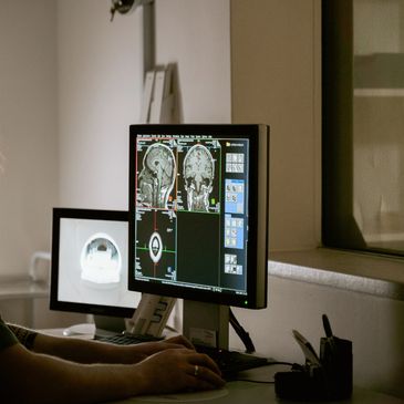 Radiologist analyzing medical images using DICOM standards