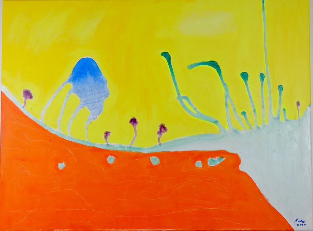 POV APHID is a 30"x40" acrylic on canvas.