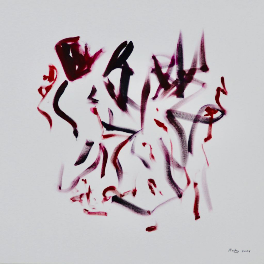 "Chorus Line" is a 36" x 36" acrylic on gallery wrap canvas.