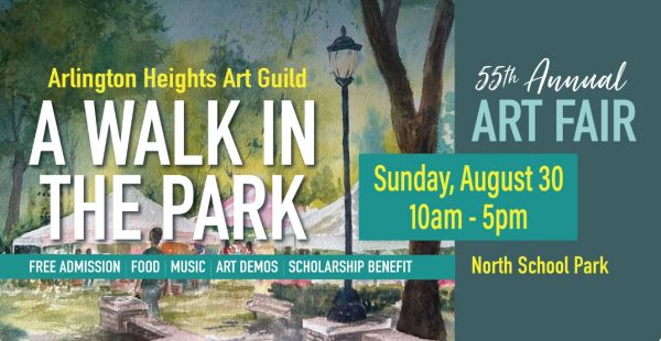 Art fair announcement for Arlington Heights on August 30.