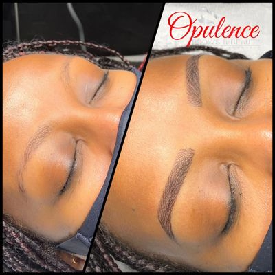 Before and after Combination Brows at Opulence Brows & Beauty Charlotte NC
