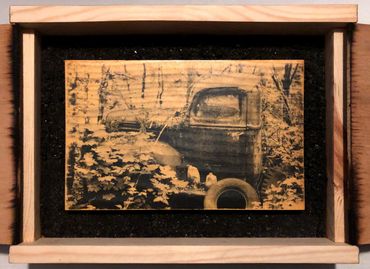 Cars & Trucks Series: Truck 1 Profile Liquid Emulsion Print on Pine on Earth Matte Framed with Doors