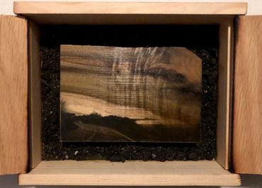 Driving Series: Poplar Sky 1: Liquid Emulsion Print on Poplar on Earth Matte Framed with Doors