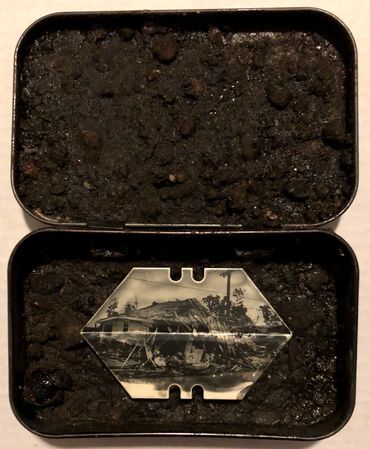 Razor Blades: New Orleans After Katrina: Trashed Roof: Liquid Emulsion Print on Razor Blades