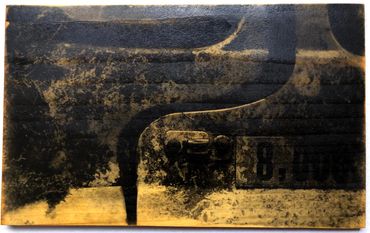 Cars & Trucks on Wood: Liquid Emulsion Print on Plywood: Truck 3 (F100): Door Detail 8000 Gross