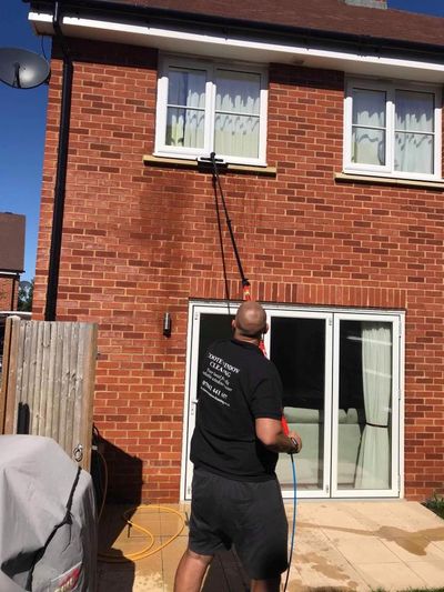 Window cleaning using reach and wash system