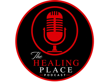 A podcast logo featuring a red microphone.
