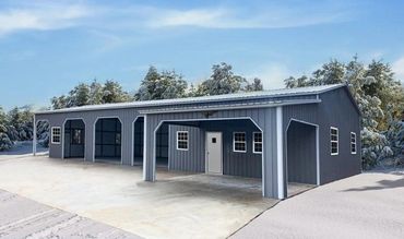 24x70x12 affordable 3 car garage with porch