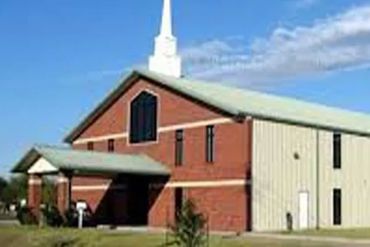 Church built from durable red iron steel