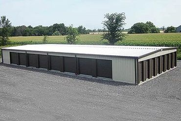 Storage facility built with red iron steel