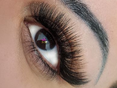 Eyelash Extensions shown on a model