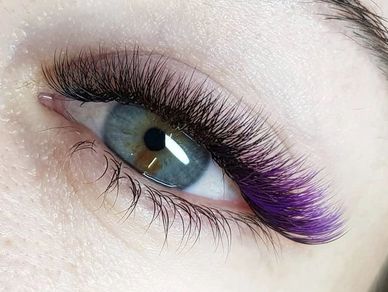 Purple eyelash extensions