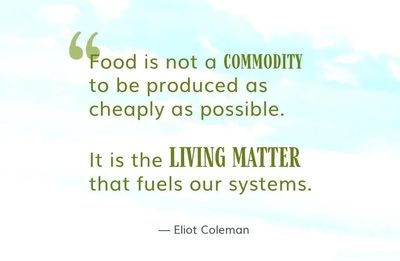 Food is not a commodity to be produced as cheaply as possible; its living matter fuels our systems.
