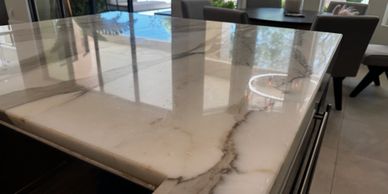Beautifully polished marble stone countertop showing our expert stone polishing in Las Vegas!