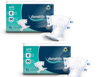 Attends products, incontinence supplies, available in a range of sizes.