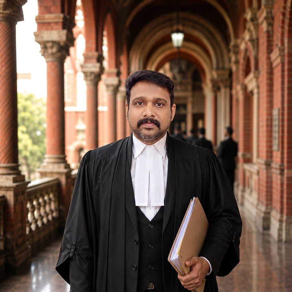 Advocate J.N. Naresh Kumar, Criminal Lawyer in Chennai standing at the Madras High Court corridor
