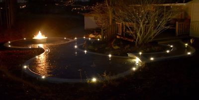 30 LED's  in border and step facing of a stamped concrete patio.