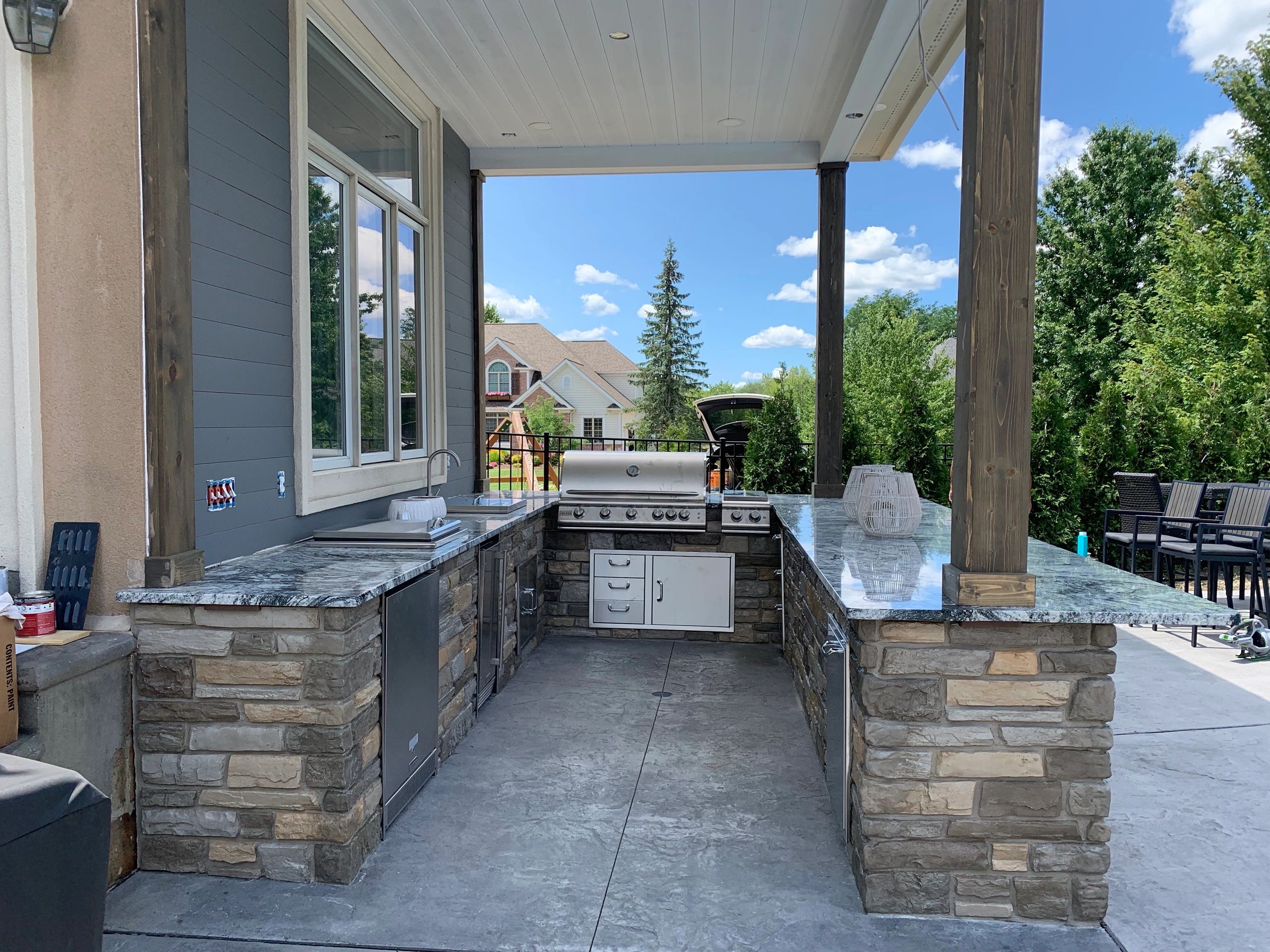 40-foot U-shaped outdoor kitchen