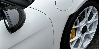 Porsche 718 Spyder RS having a mobile valet near Sandal Castle in Wakefield