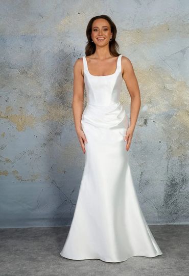 mikoda silk bodice wedding dress fit and flare mermaid