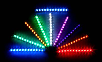 A picture depicting all the colors that may be used in Photodynamic Therapy (PDT) also known as LED.