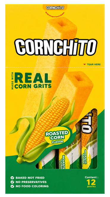 Cornchito Roasted Corn flavored snack made with real corn grits.