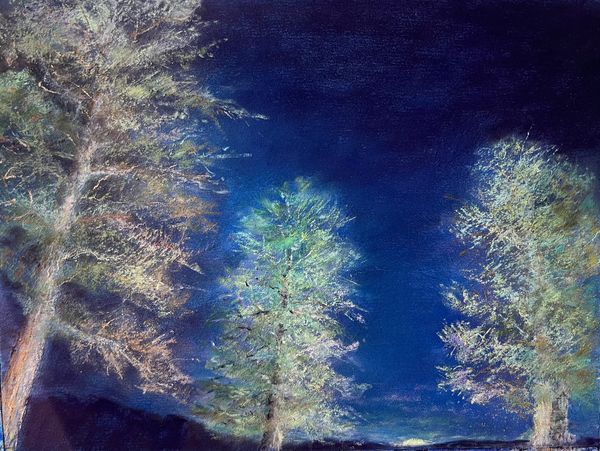 Early nightfall in the mountains, pastel