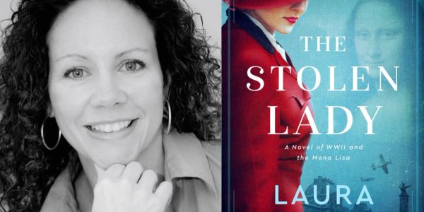 Author Laura with her book 'The Stolen Lady' about WWII and the Mona Lisa.