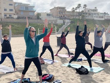 Beach yoga redondo beach dolphins torrance palos verdes keep breathing yoga summer all seasons