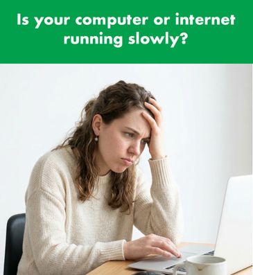 Women looking frustrated because her PC or internet is running slowly