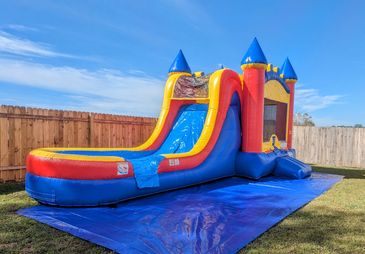 classic gender neutral combo bounce house with slide for boys and girls