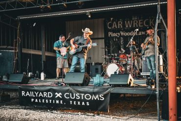A band performs on the outdoor stage at the 2025 Doyle Boil.