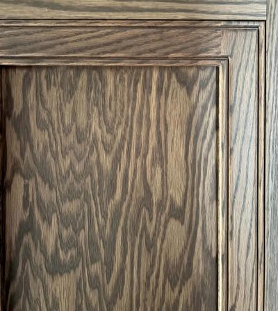 Close-up of a wooden cabinet door.
