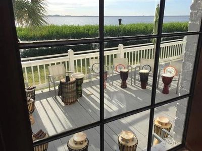 Drum circle set-up on patio