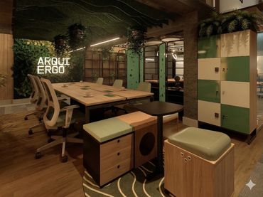 Espaço de showroom de móveis corporativos