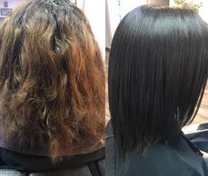 Before and after Keratin and Color by Vanessa Mills