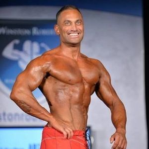 James Hergott competing in bodybuilding physique show at the the Winston invitational.