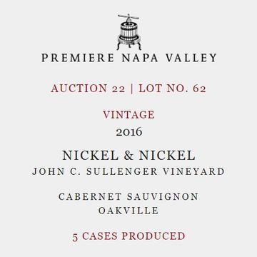 2016 Premiere Napa Valley Nickel & Nickel Cabernet Sauvignon