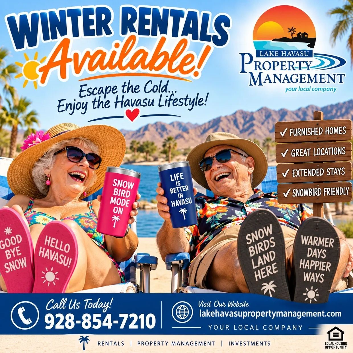 Two Winter Visitors enjoying themselves in Lake Havasu City.