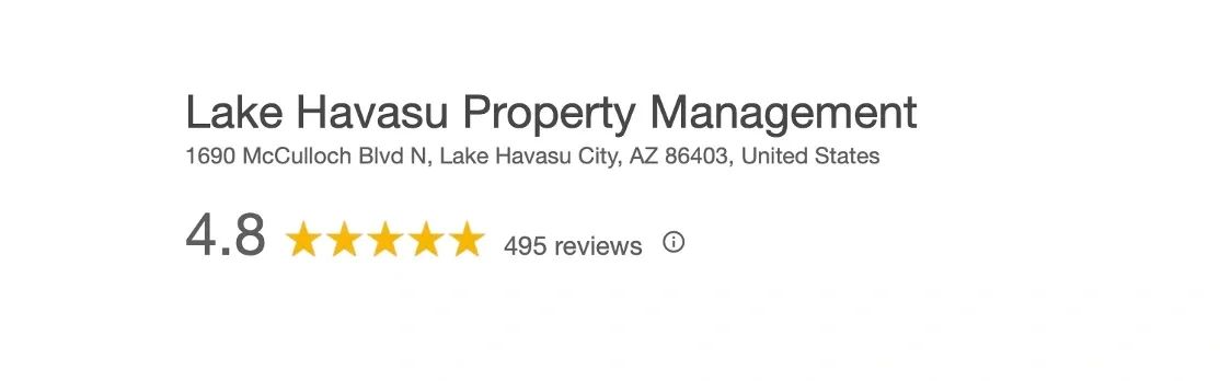 "Lake Havasu City Property Management is proud to have nearly 500 Google reviews