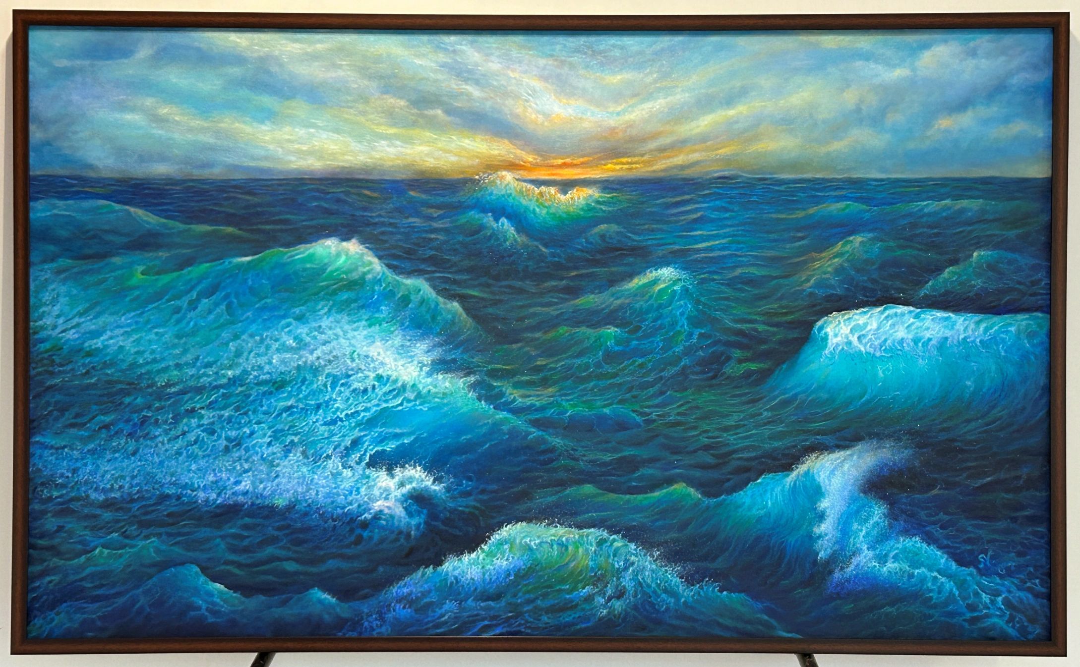 “A new horizon over deep ocean waves, symbolising hope, new beginning and moving towards light