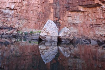 Calm Chamberlain Gorge where nimble rock wallabies and crocodiles roam