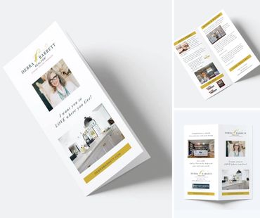 trifold brochure design, brochure branding and design, trifold realtor brochure mockup